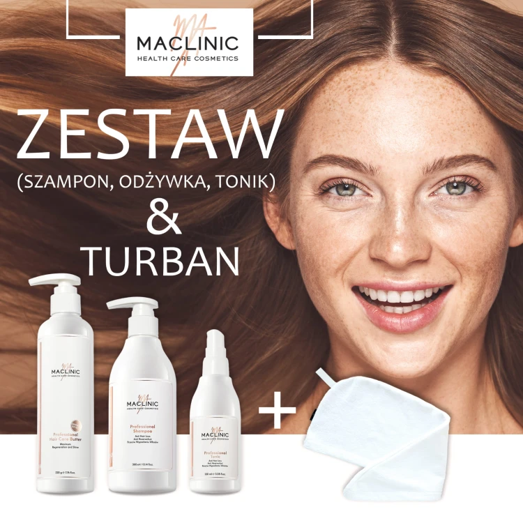 MACLINIC Profesjonalna Kuracja do Włosów Wypadających i Zniszczonych + Turban Bambusowy