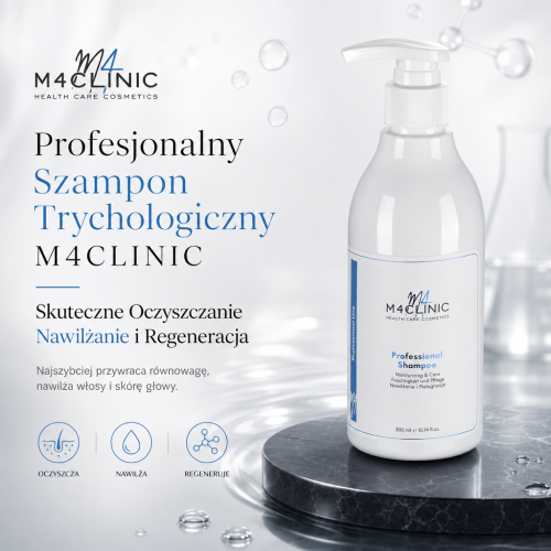 M4CLINIC Profesjonalny szampon nawilżający do włosów suchych i zniszczonych z Zieloną Herbatą, Argininą i Keratyną 300 ml